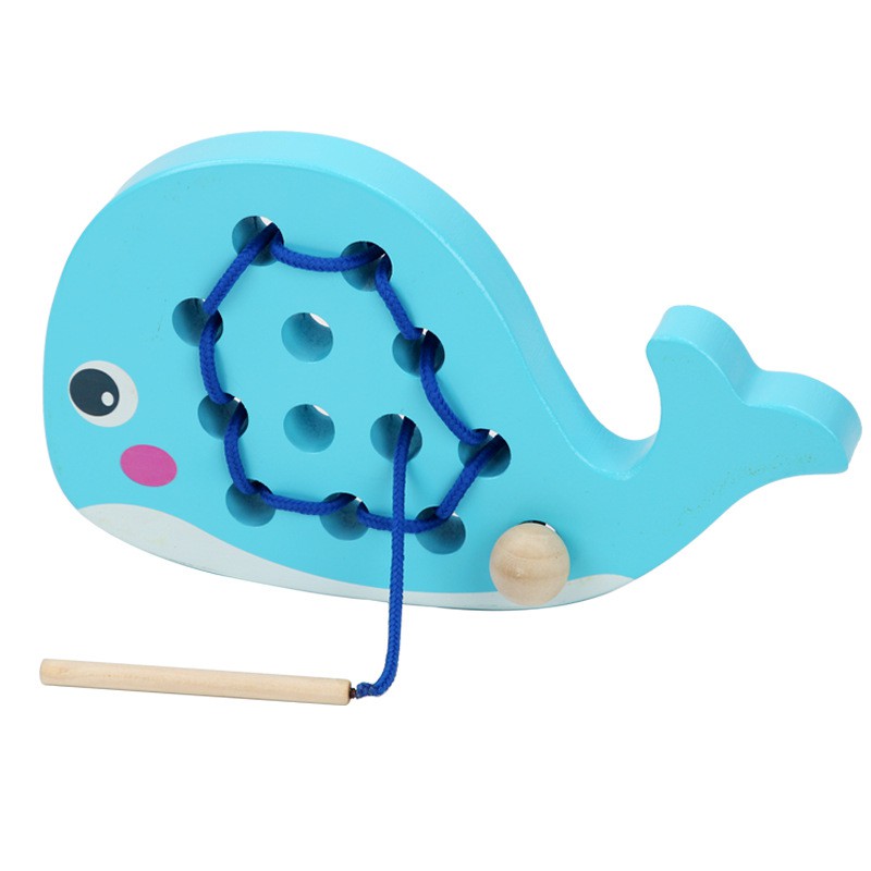 Duckling Whale Threading Trò chơi 0.32 Đồ chơi Giáo dục Mầm non Trẻ mới biết đi Bài tập khả năng thực tế Montessori Dạy học Hỗ trợ