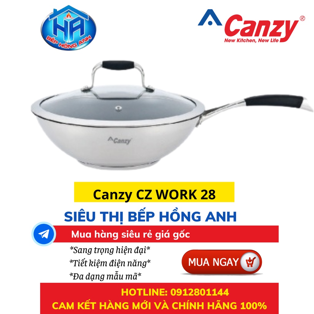 Chảo Chống Dính Bếp Từ Canzy CZ WORK 28 Made In Vietnam - Chảo Sâu Lòng Cao Cấp - Hàng Chính Hãng