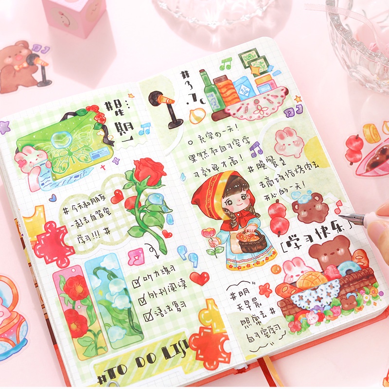 Bộ 30 Tấm Sticker Hoạt Hình Chống Thấm Nước Xinh Xắn
