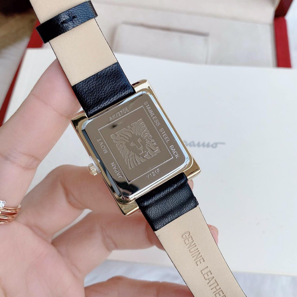 Đồng hồ nữ Anne Klein dây da AK/2706CHBK màu đen vàng