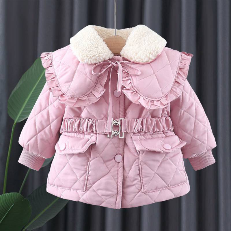 Aó khoác phao trần trám phối cổ xinh xắn cao cấp cho bé gái mặc đi học đi chơi size từ 8-22kg