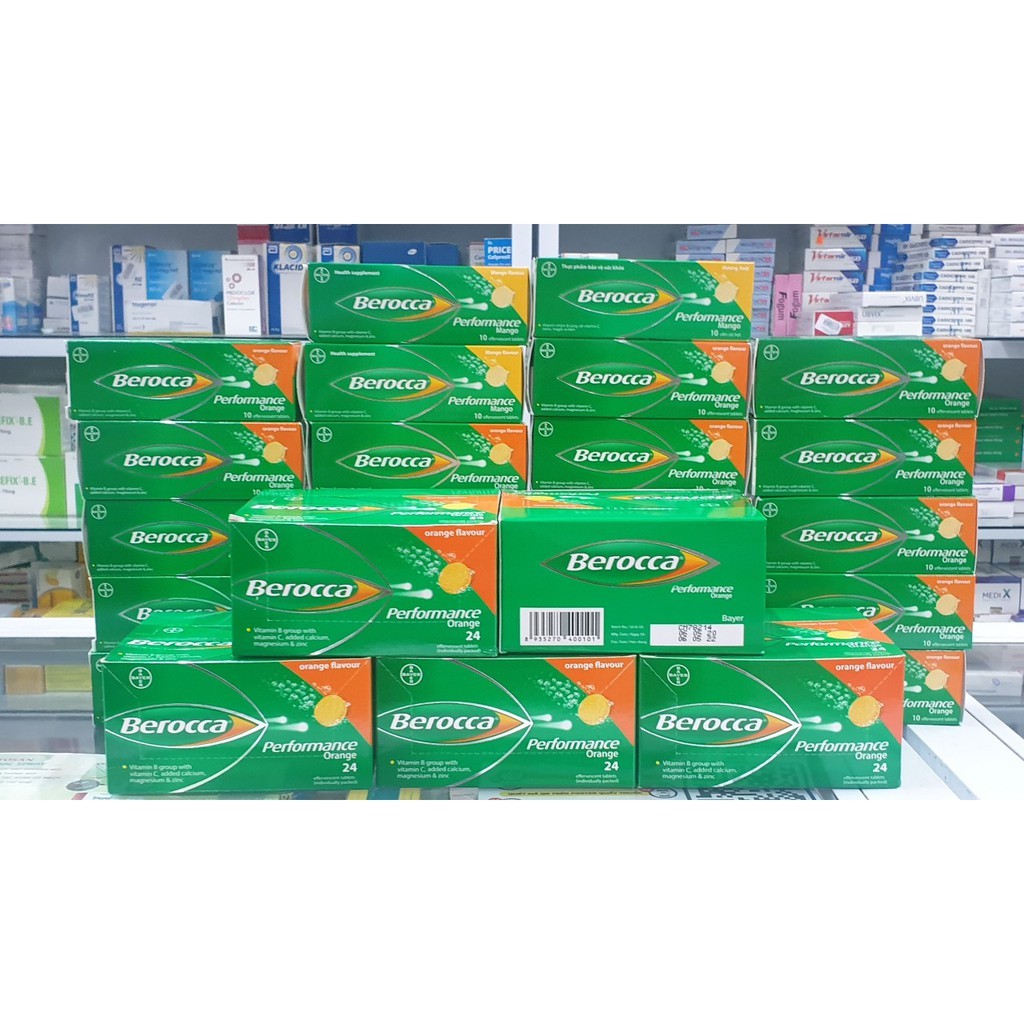 Viên Sủi Bổ Sung Vitamin C và Khoáng Chất Berocca Performance Orange Multivitamin Hộp 10 Viên