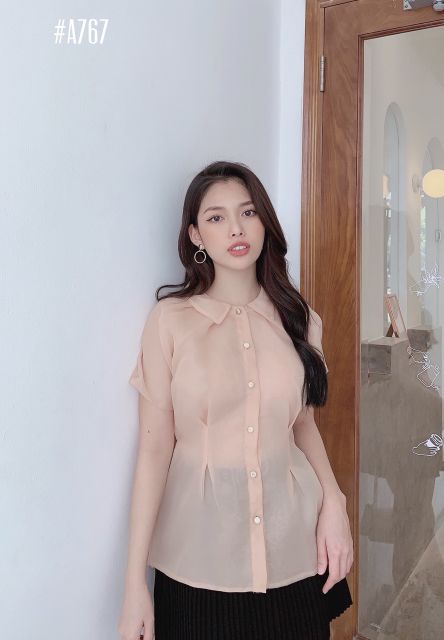 Áo sơ mi nữ vải bóng kính siêu hot