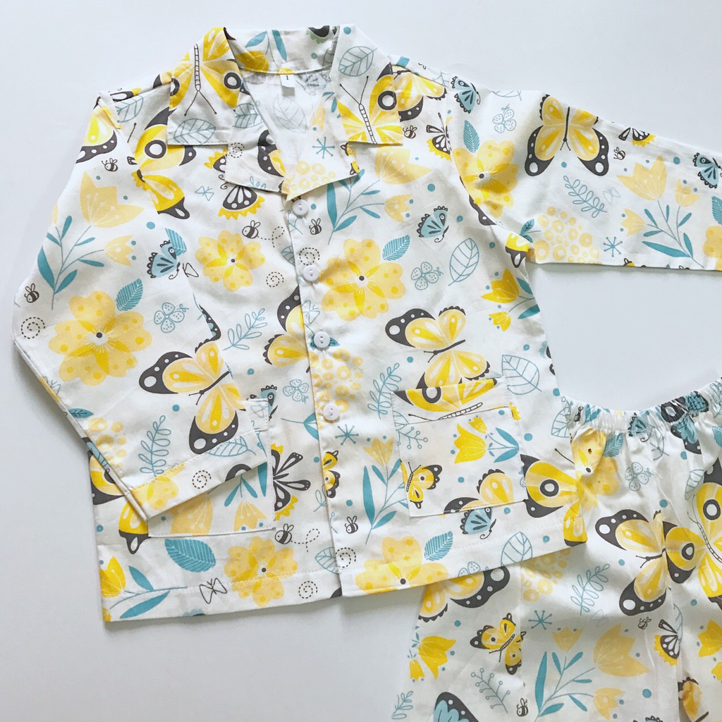 Pijama cho bé Thô cotton mềm mịn hút mồ hôi - Bướm vàng xinh 10-40kg