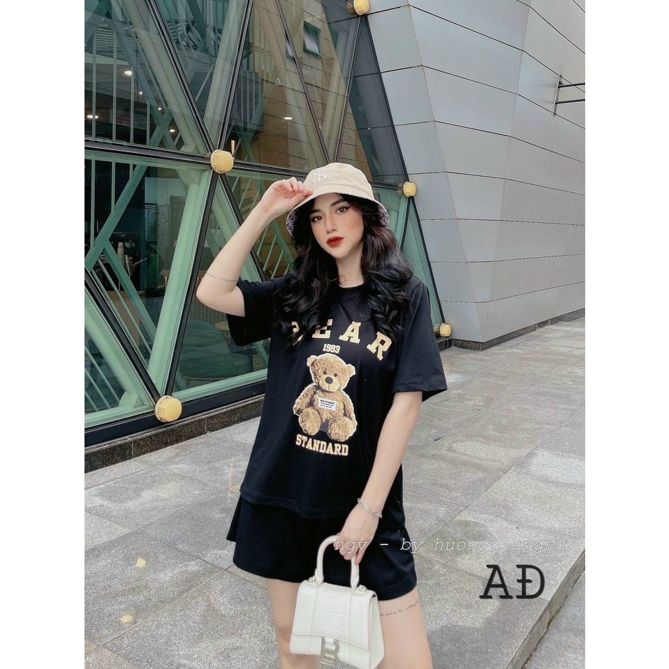 Đồ Bộ thể Thao Nữ Mặc Nhà In Gấu BEAR Vải Thun Lạnh Mềm Mát Phong Cách Sang Chảnh Cá Tính Hot Trend Mới