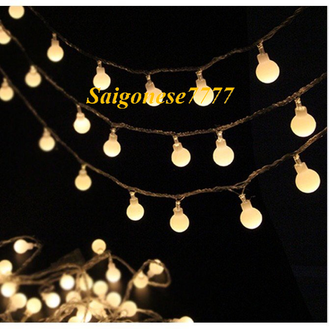 Dây Đèn Xài Điện Dài 10 Mét 52 Bóng Đèn Tròn Cherry Ball Đổi Màu Chớp Nháy Decoration String Led light