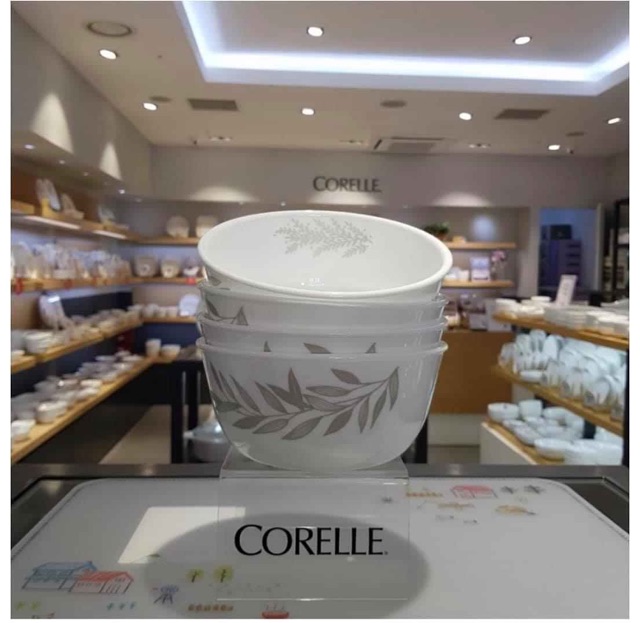 Tô thủy tinh cao Mỹ Corelle Silver Crown hoa văn Nguyệt Quế 900ml 428