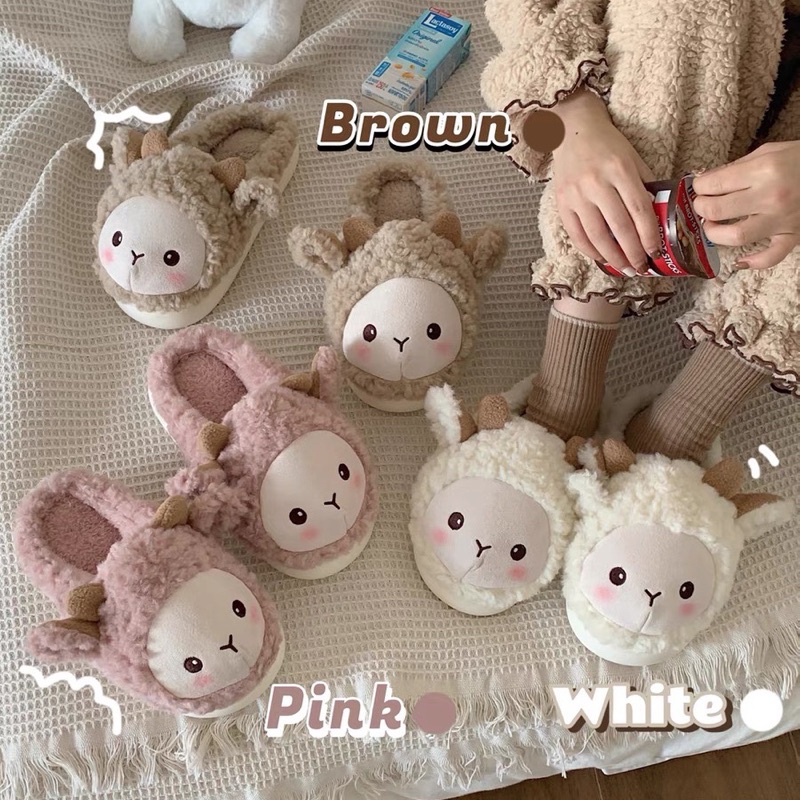Dép bông,dép đi trong nhà hình cừu dễ thương phong cách Ulzzang