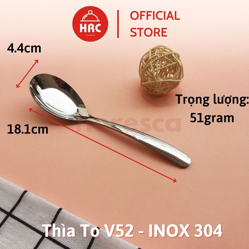 Thìa inox 304, muỗng ăn cơm inox cao cấp V52 V53