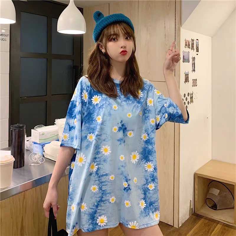 _Áo hè thụng tay lỡ Unisex .( Áo Loang Hoa Cúc  ). | BigBuy360 - bigbuy360.vn