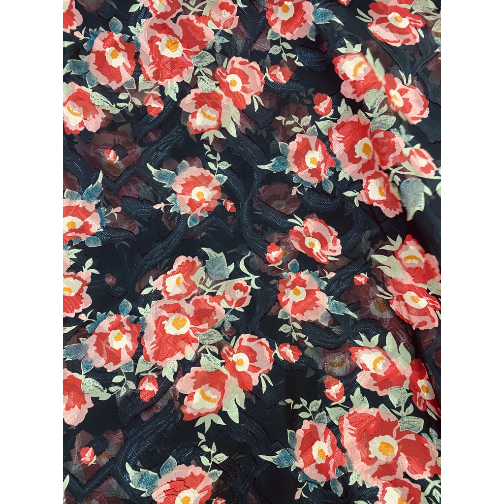 Vải voan thêu hoa VT10166