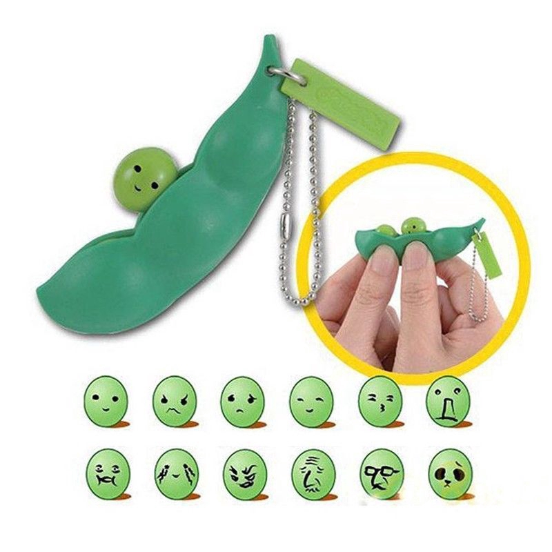 Đồ chơi bóp hình đậu Hà Lan dễ thương có dây đeo tiện dụng