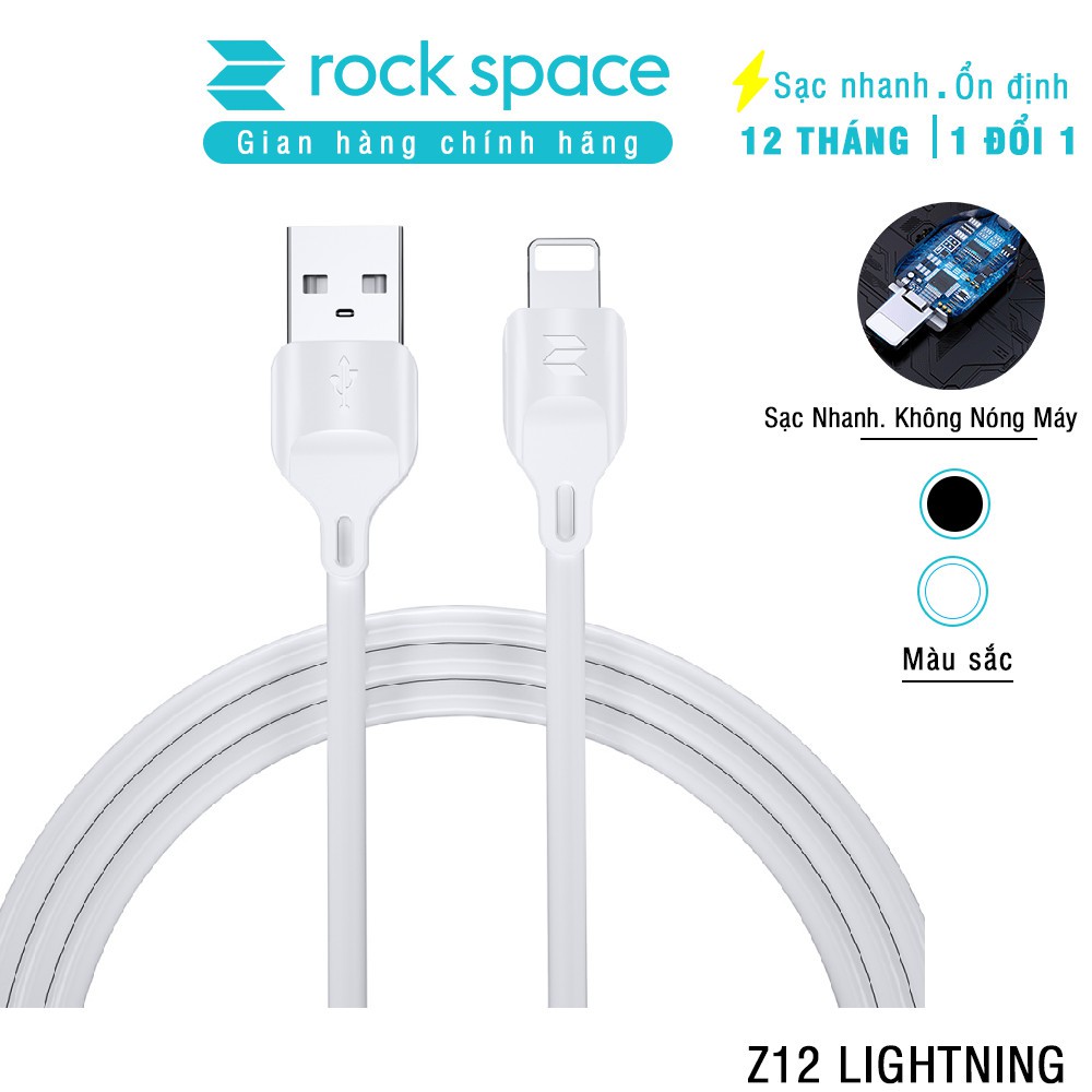 Dây cáp sạc nhanh cho iphone RockSpace Z12, sạc ổn định, không nóng máy, 1m chính hãng bảo hành 12 tháng 1 đổi 1