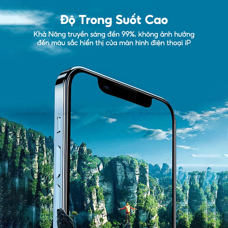 Kính Cường Lực Trong Suốt Zifriend Bull Gen 2 Có Khung Hỗ Trợ Dán Cho IP 13 Pro Max 12 Pro Max Njoyshop
