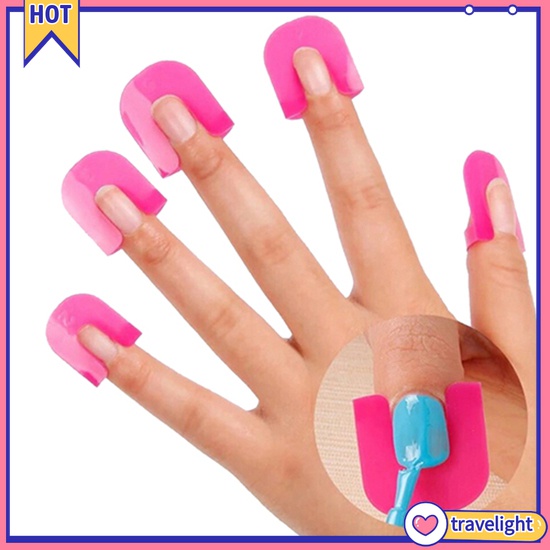Bộ 26 khuôn kẹp nhựa hỗ trợ sơn viền móng tay chống tràn + miếng dán tiện lợi