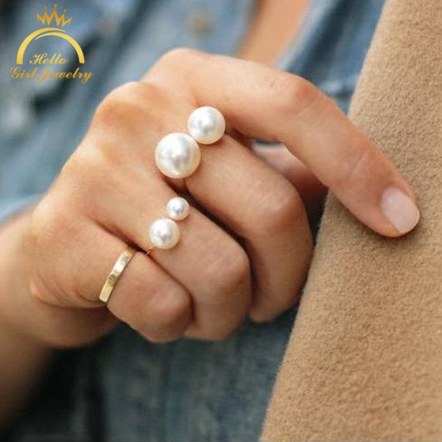 Nhẫn hở AHELLOGIRL đính ngọc trai nhân tạo sang trọng cho nữ