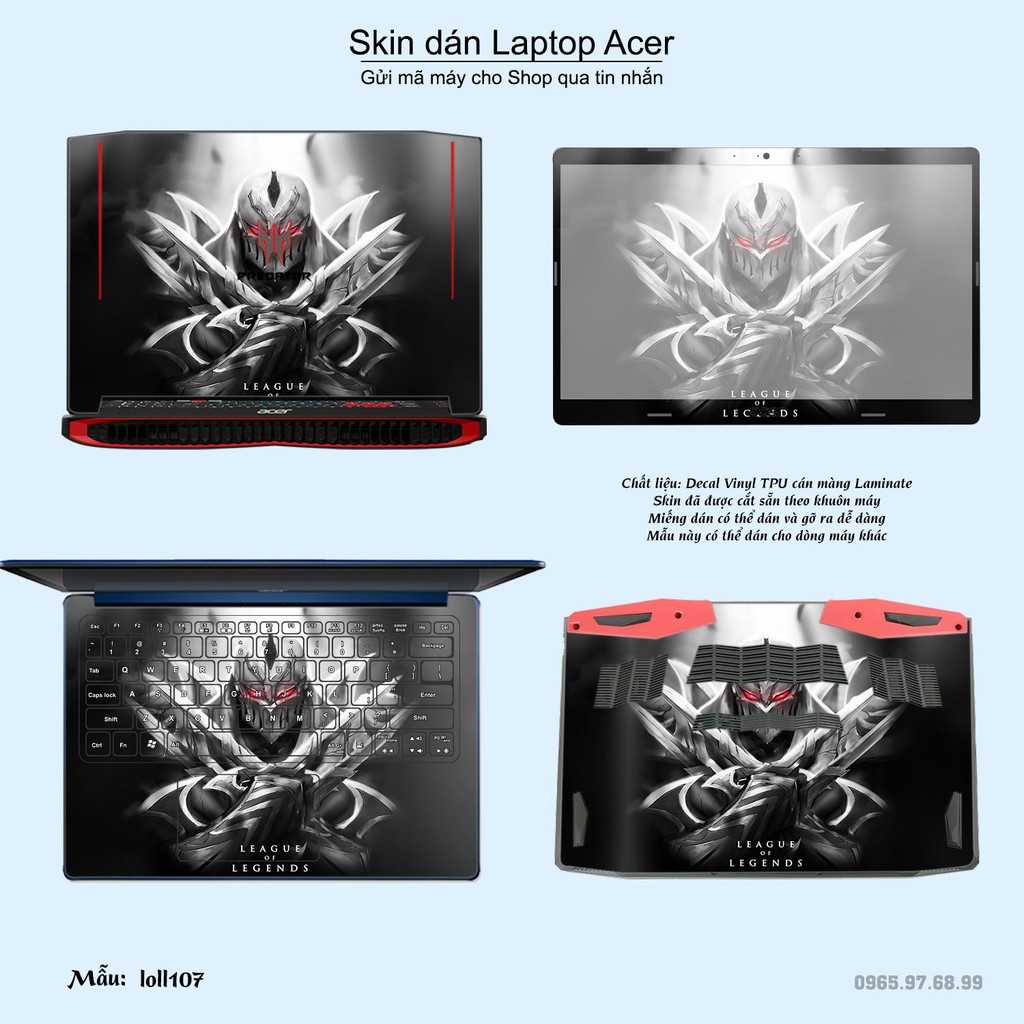 Skin dán Laptop Acer in hình Liên Minh Huyền Thoại nhiều mẫu 15 (inbox mã máy cho Shop)