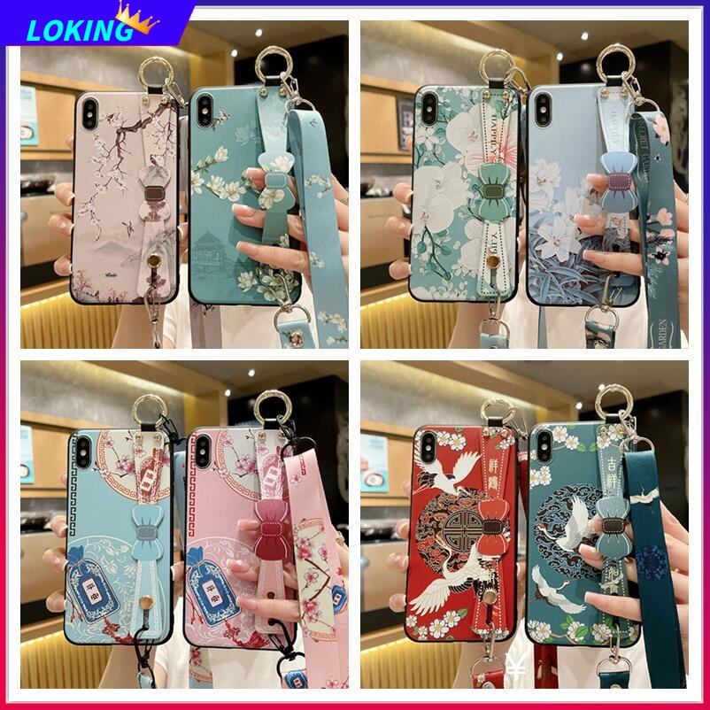 Ốp Điện Thoại Mềm Họa Tiết Hoa Vintage Có Dây Đeo Cho Samsung Galaxy Note 20 Ultra Note 8 9