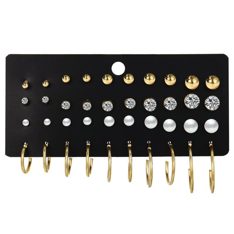 20 Đôi khuyên tai tròn đính đá phong cách thời trang đơn giản