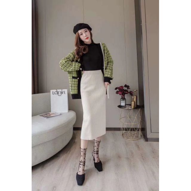 Chân váy len ôm maxi len đẹp, dày