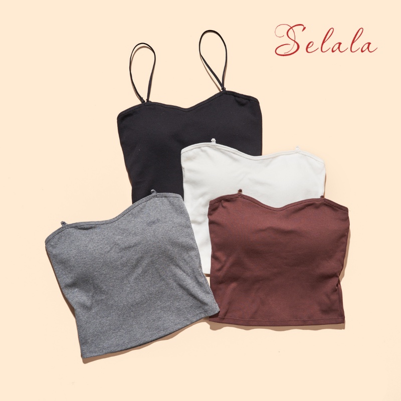 Áo 2 Dây Selala Cotton Có Đệm Nâng Ngực Tôn Dáng Nhẹ Nhàng Sexy 2D16