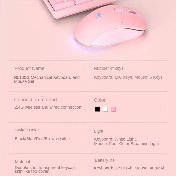 Bộ Bàn Phím Không Dây + Chuột RK100G / RK860 Chuyên Dụng Cho Máy Tính