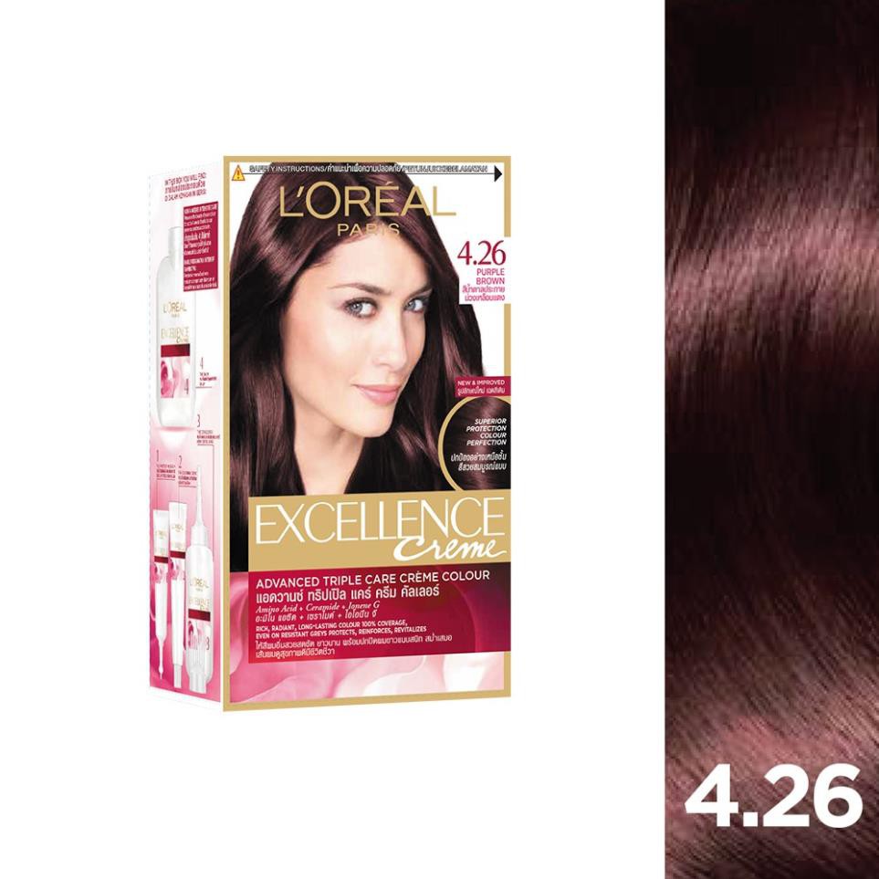 Thuốc nhuộm tóc L'oreal Paris Excellence Creme #4.26 Màu Nâu Tím Ánh Đỏ (172ml)