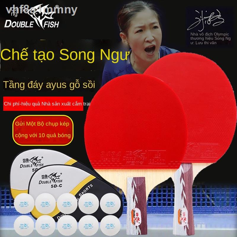◕Vợt bóng bàn Song Ngư cú đánh đơn đôi tay dài cán ngắn thẳng và ngang trẻ em 2 bộ cho người mới b