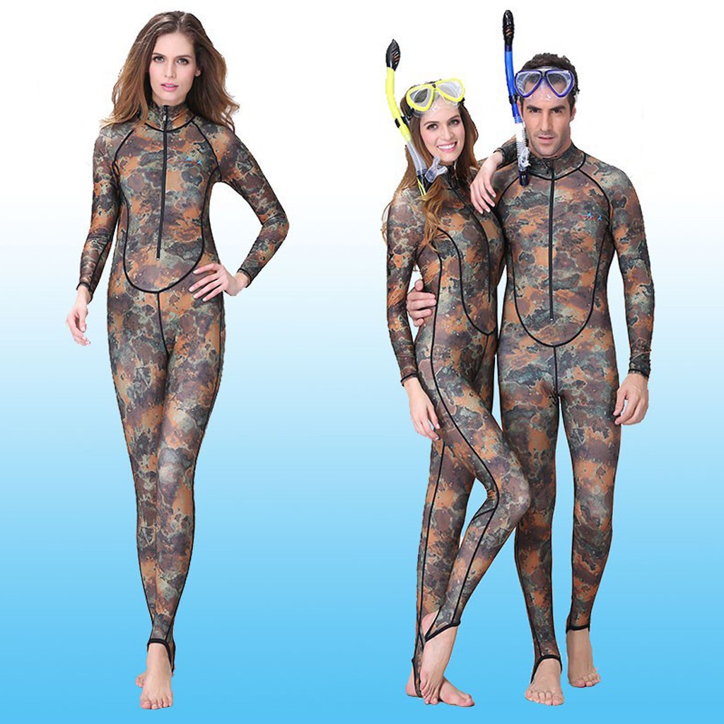 Mens Camouflage Full Body Wetsuit SCUBA Diving Surfing Spearfishing  M