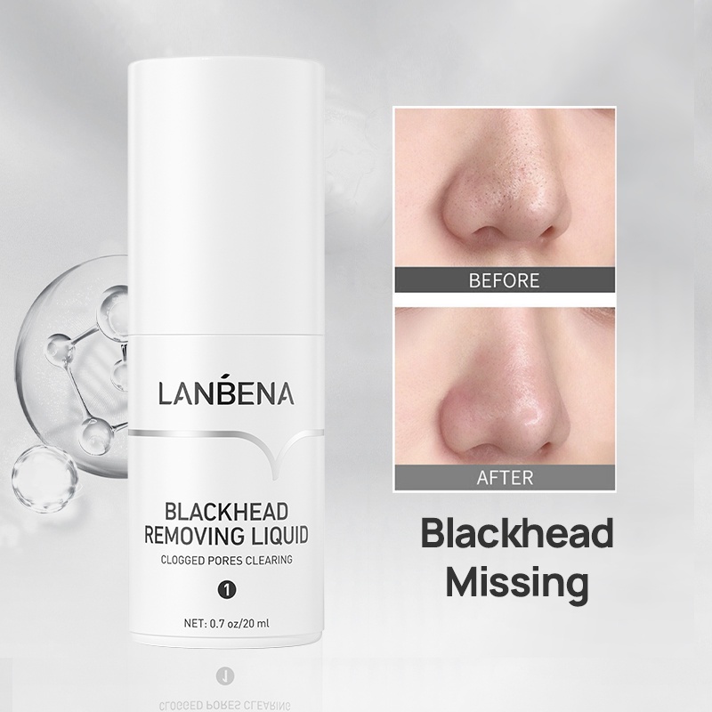 sản phẩm loại bỏ mụn Lanbena gồm miếng lột mụn đầu đen/serum tẩy mụn/làm sạch lỗ chân mũi Serum