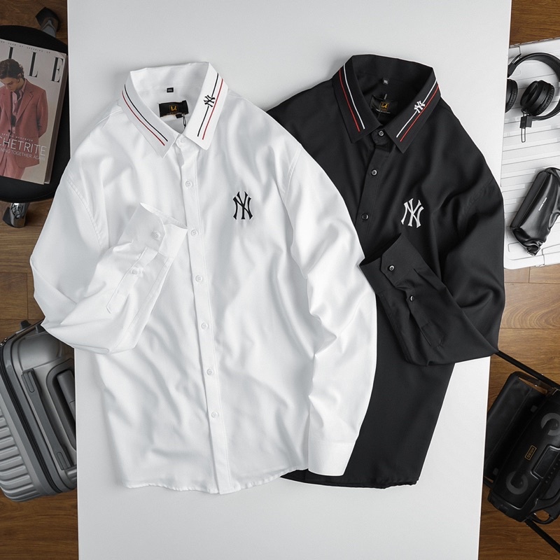 Áo sơ mi nam tay dài thêu hoạ tiết NY BIGSIZE < 120kg