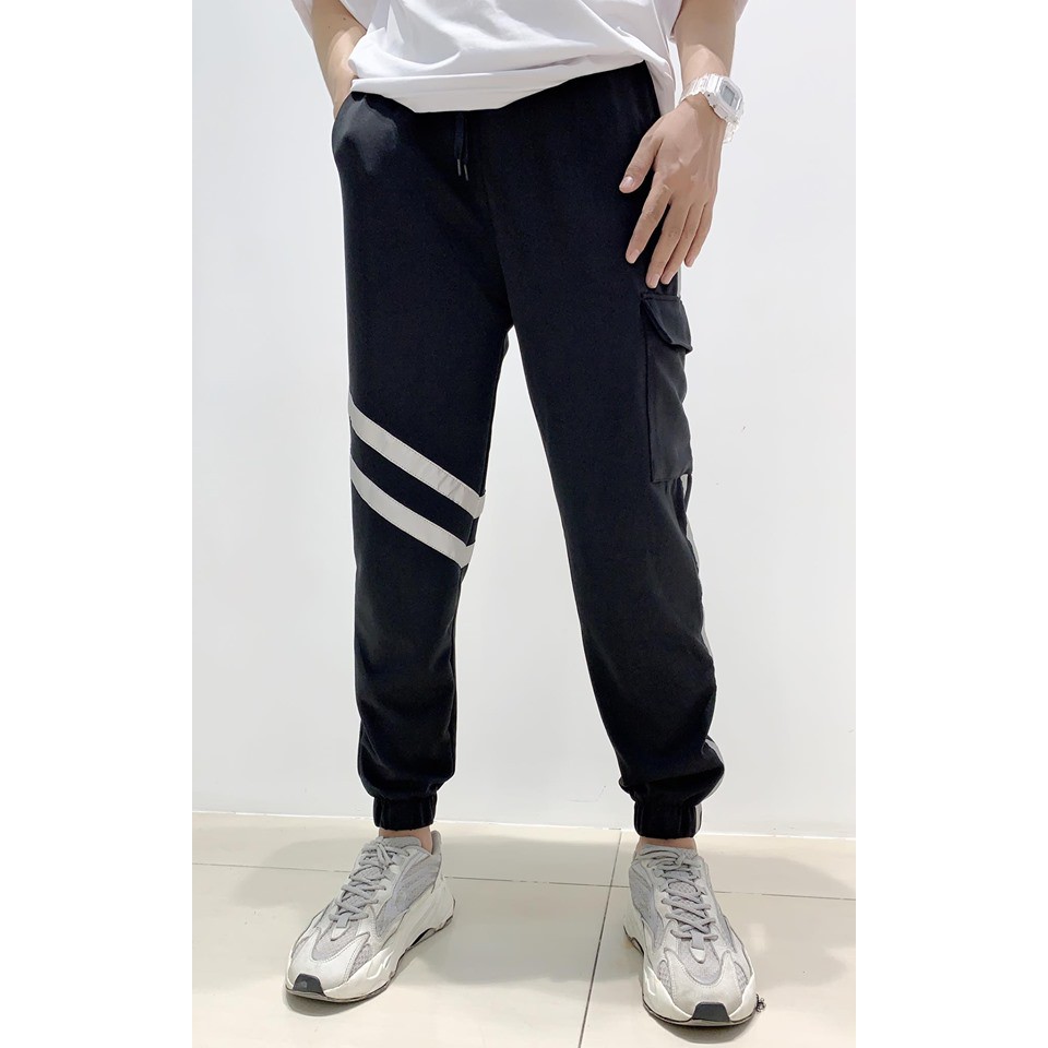 Quần jogger túi hộp 2 sọc xéo phản quang thể thao | BigBuy360 - bigbuy360.vn