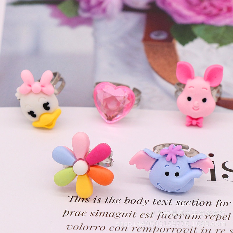 Bộ 5 Nhẫn Hợp Kim Hình Kỳ Lân Hoạt Hình Có Thể Điều Chỉnh Cho Bé Gái 2021