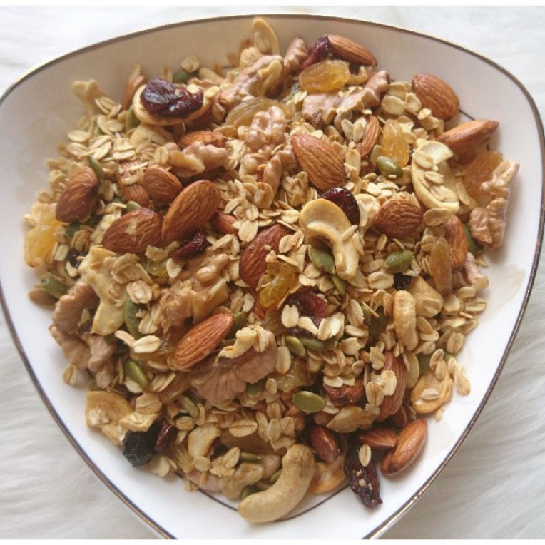 SB2209 500GRAM NGŨ CỐC GRANOLA HANDMADE (NGŨ CỐC ĂN KIÊNG, ĂN SÁNG,NGŨ CỐC NGUYÊN HẠT,HẠNH NHÂN,ÓC CHÓ,HẠT ĐIỀU,HẠT BÍ,K