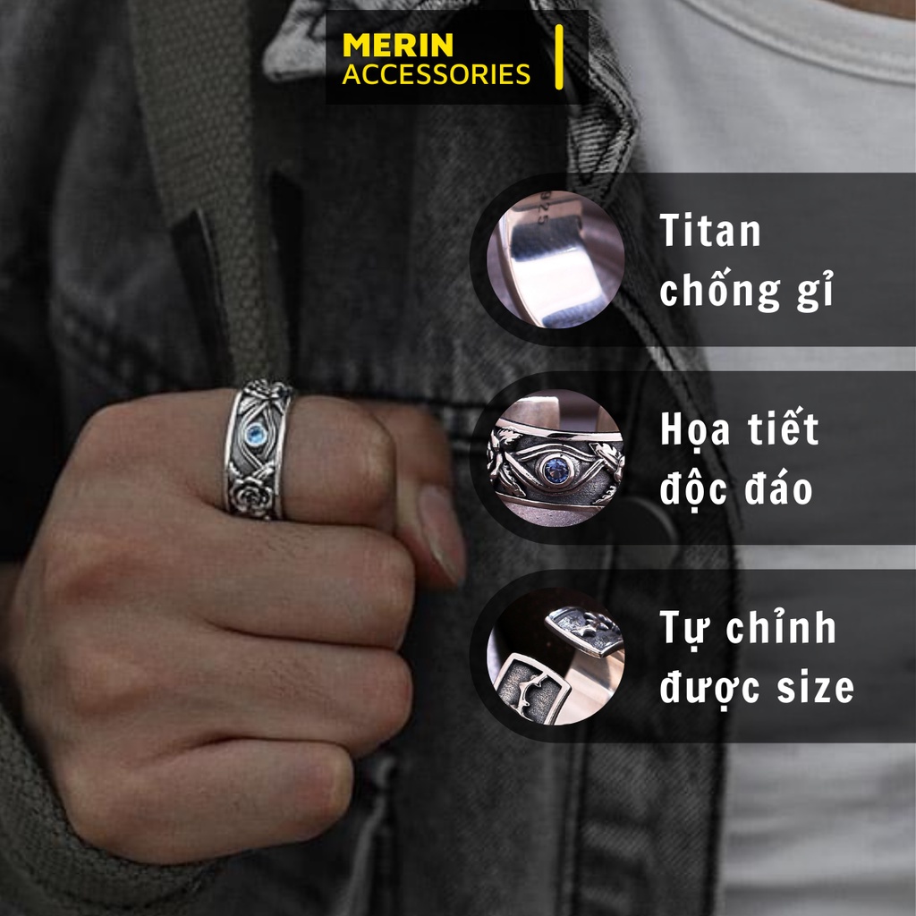 Nhẫn nam nữ tròn Merin Accessories màu bạc thời trang chất Titan đẹp đơn giản không gỉ - Nhẫn ROSE