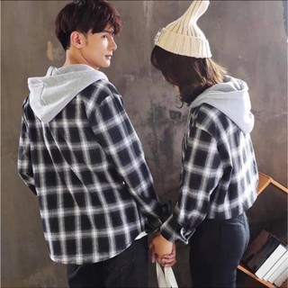 Áo khoác sơ mi nón nỉ from rộng unisex sọc caro đi nắng cách nhiệt tốt mẫu hót trend 2024