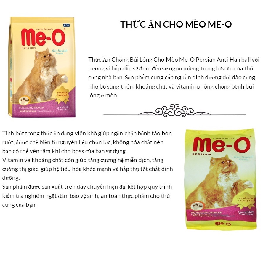Thức Ăn Hạt Khô Me-O Persian Dành Cho Mèo Lông Dài Chống Búi Lông 1.1kg - iPet Shop