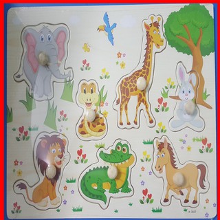 Đồ Chơi Trí Tuệ Lắp Ráp Bảng Núm Gỗ Cho Bé (23x30x0.5cm )