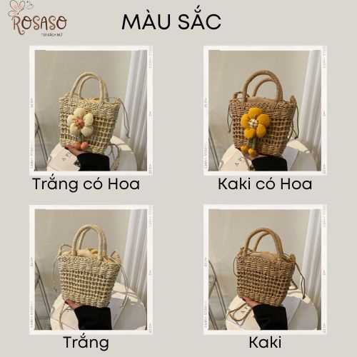 Túi xách nữ cói mini đi biển du lịch vintage đeo chéo cầm tay đẹp ROSASO TX88