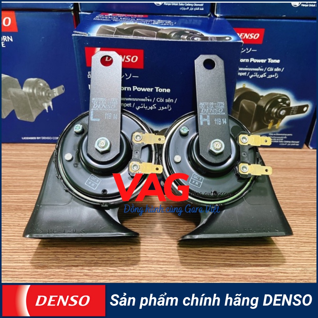 Còi sên denso 12v chính hãng sản xuất tại Indonesia L+H, Tặng kèm dây giắc.