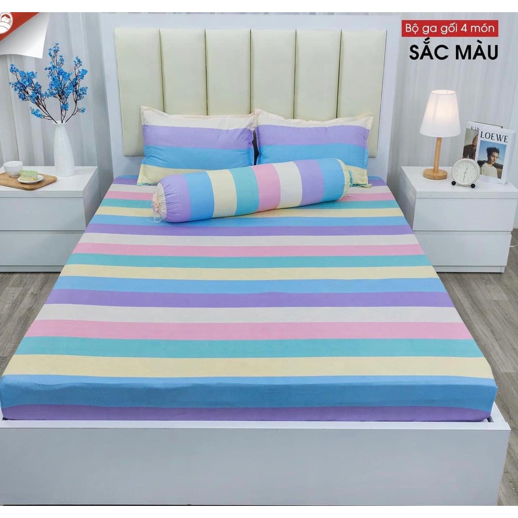 (Combo 5 Món) Chăn Hè - Cotton Poly Chăn Ga Gối Mùa Hè Gồm 1 Gối Ôm,2 Gối Đầu,1 Chăn Hè,1 Ga Chun Ga Chun