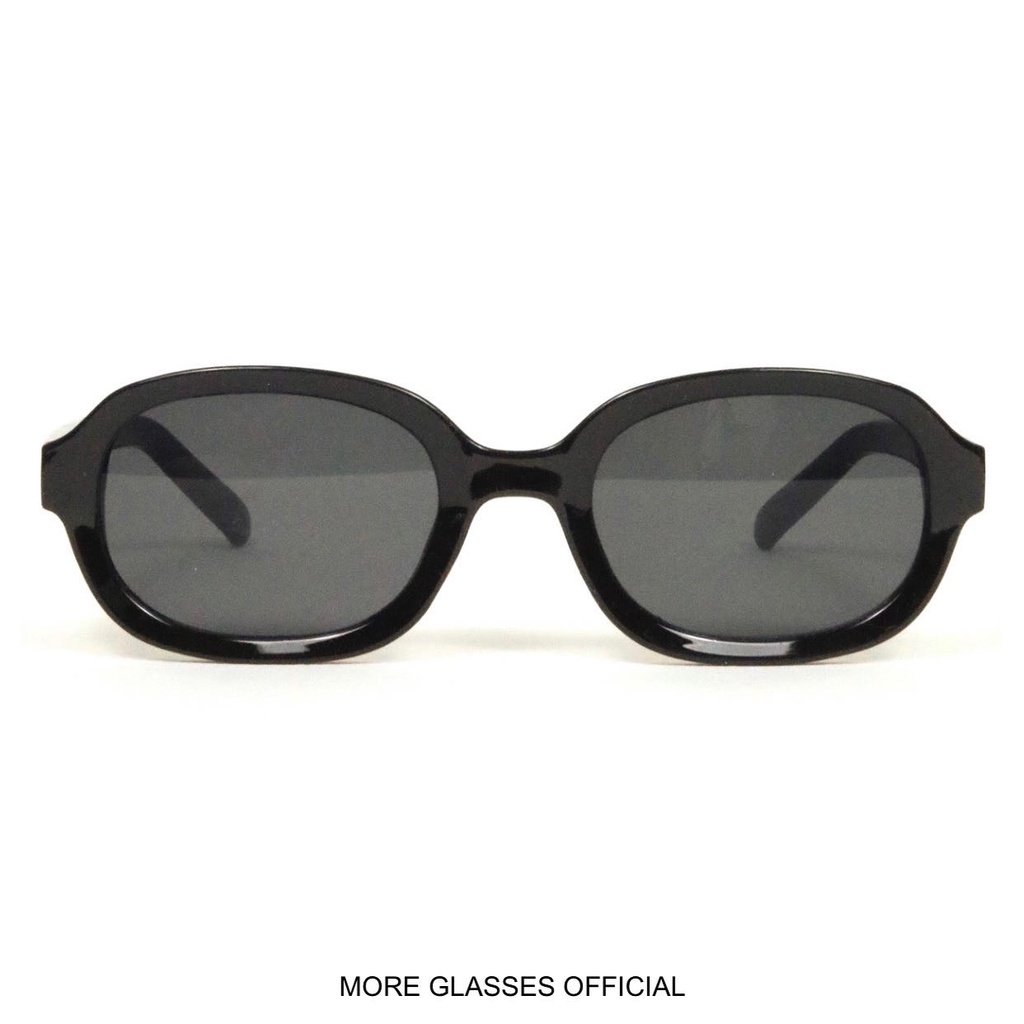 Kính mát hình tròn gọng màu đen tròng màu đen chống UV 400 basic ảnh thật