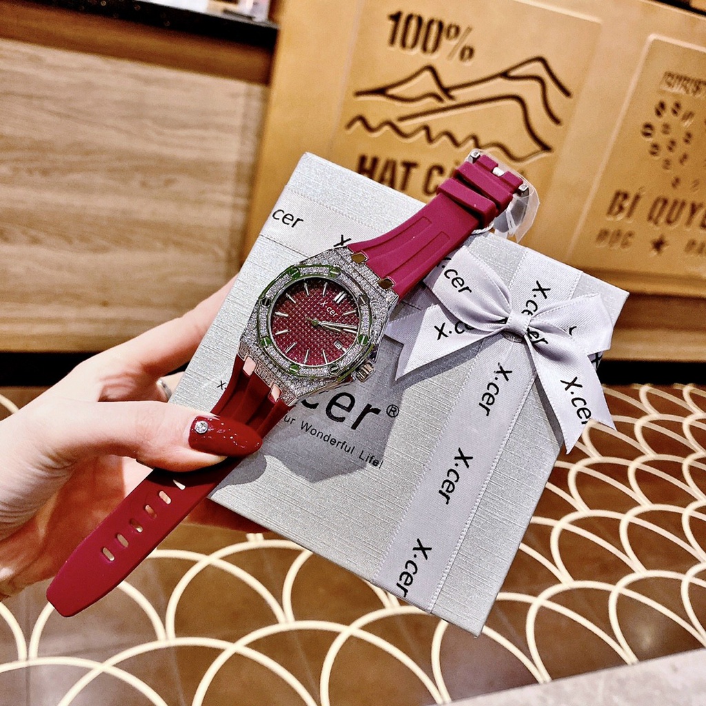 Đồng Hồ Nữ X-cer B0604 - Dây Cao Su - Vỏ Silver , Máy Quartz - Pin , Size 36mm