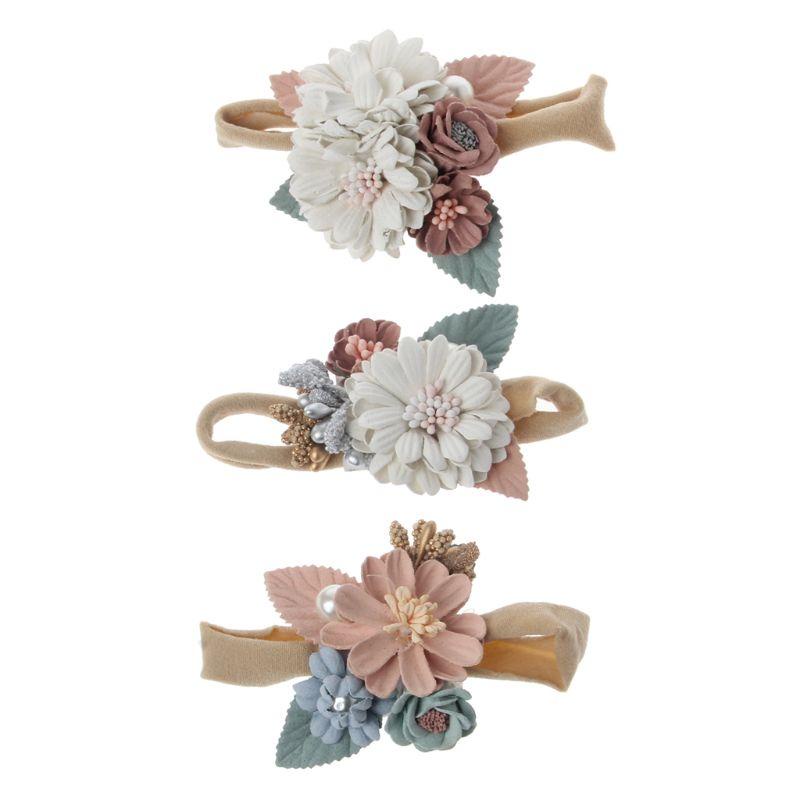Băng Đô Cài Tóc Bằng Nylon Co Giãn Đính Hoa Giả Đáng Yêu Cho Bé Gái