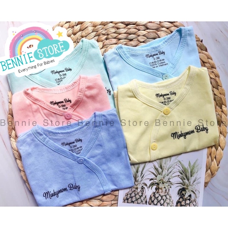 Áo ngắn tay sơ sinh , Áo cổ tim vạt chéo Minkymom baby