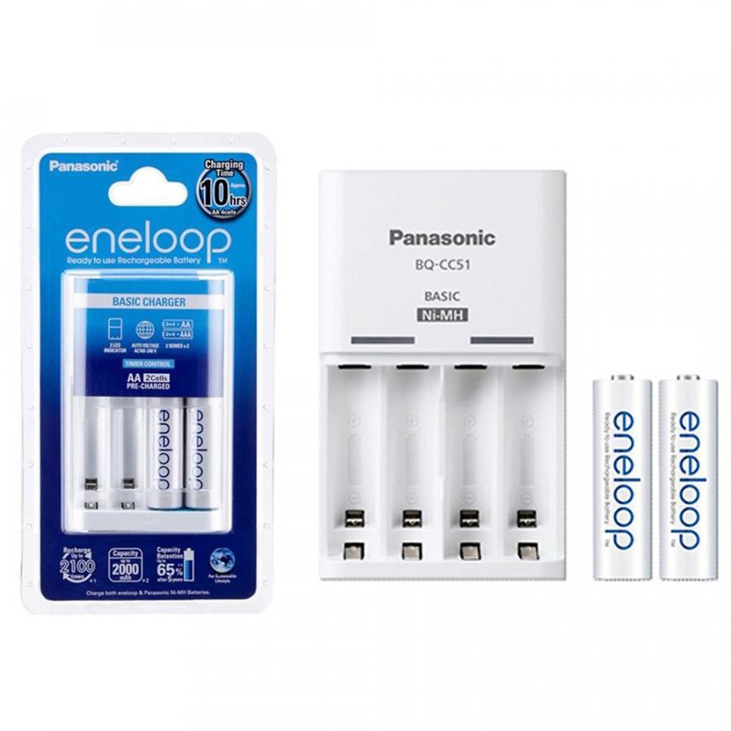 Bộ sạc Panasonic + Pin sạc Panasonic Eneloop, hàng Nhật