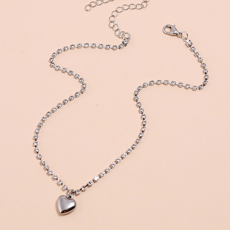 Vòng cổ choker MANYUE dáng ngắn mặt trái tim đính đá nhân tạo lấp lánh phong cách Hàn Quốc thời trang