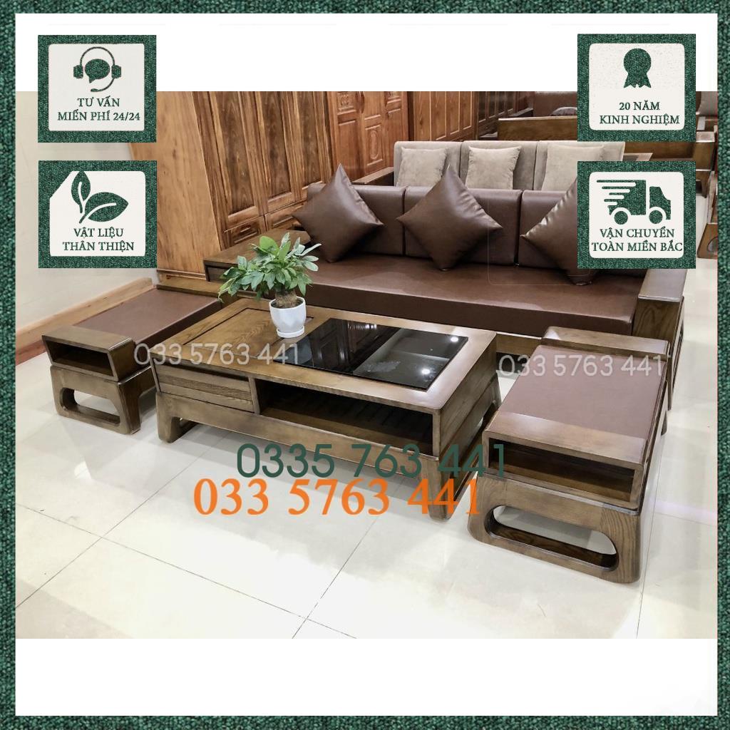 Bộ ghế sofa phòng khách văng dài 2m3 gỗ sồi nga 100% sofa đẹp bàn ghế sofa ghế sofa gỗ sa lông gỗ bocghesofa sofa dep
