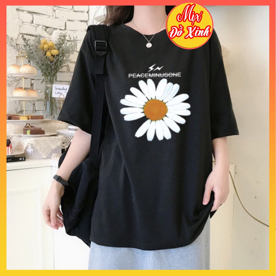 Áo thun nam nữ form rộng tay lỡ, áo phông unisex, chất liệu thun Cotton, họa tiết in hình Hoa Cúc | BigBuy360 - bigbuy360.vn