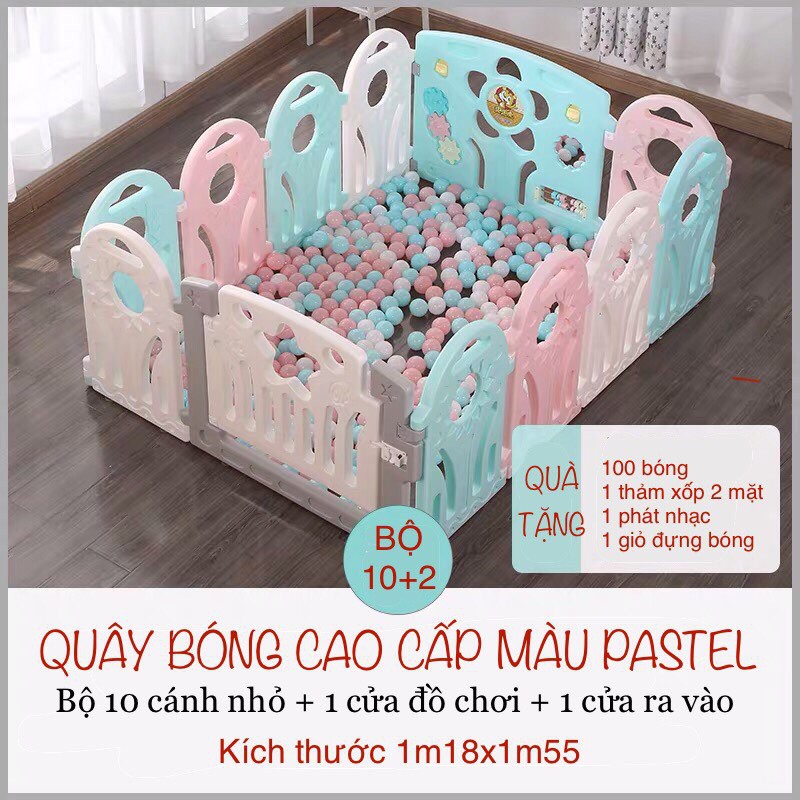 Quây bóng 3D cao cấp màu pastel siêu đẹp cho bé ( 10 cánh + 2 cửa)